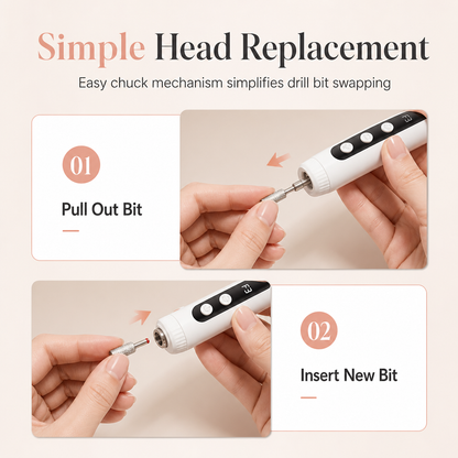 💅 50% RABATT! ✨ Bärbar elektrisk nageldrill & nagelslip – Sladdlös manikyrmaskin för polering, gellackborttagning & nagelvård