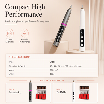 💅 50% RABATT! ✨ Bärbar elektrisk nageldrill & nagelslip – Sladdlös manikyrmaskin för polering, gellackborttagning & nagelvård
