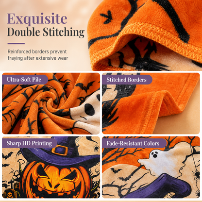 🎃 50% RABATT ENDAST IDAG ✨ Retro Halloween Döskalle Flanellfilt – Mysig värme för hemmet och vilan