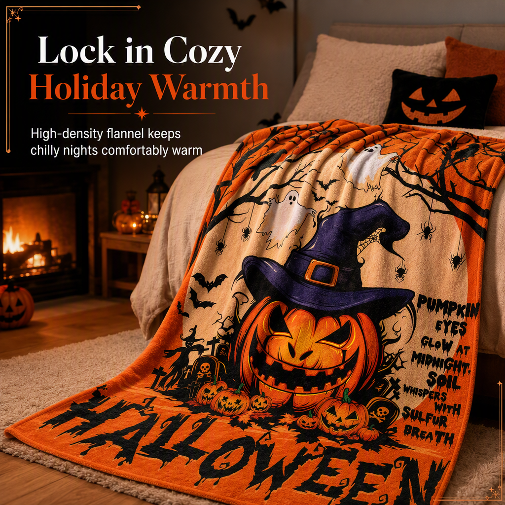 🎃 50% RABATT ENDAST IDAG ✨ Retro Halloween Döskalle Flanellfilt – Mysig värme för hemmet och vilan