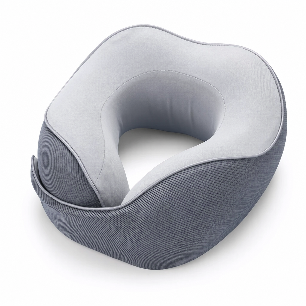 U-formad resekudde i memory foam med svalkande överdrag och magnetspänne