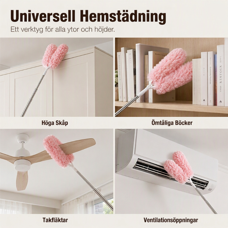 🧹 50% RABATT ✨ Förlängningsbar 360° roterande dammvippa – dubbelhuvad elektrostatisk för effektiv damning🧼