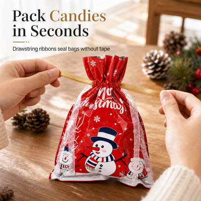 10-pack julklappspåsar med dragsko för godis