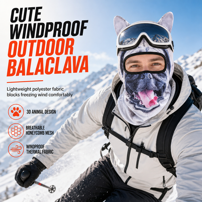 Vindtät balaklava med djurmotiv