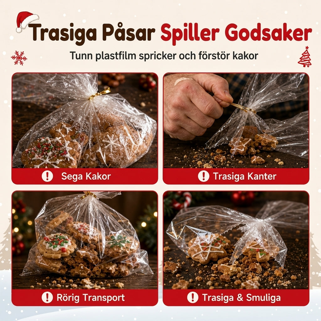 📢📢50 % RABATT !! ⏰50-pack julgodispåsar, stående dragkedjepåsar med tecknade motiv för förpackning av snöflingeskorpor, kakor och bakade livsmedel