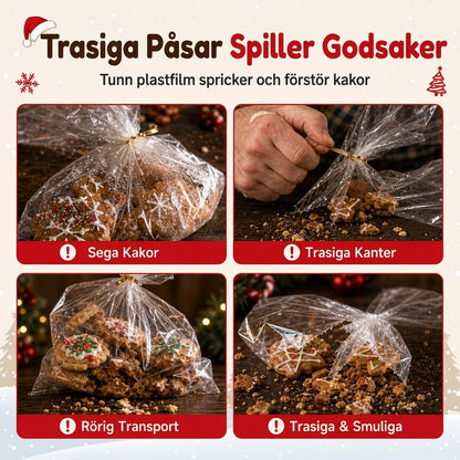 📢📢50 % RABATT !! ⏰50-pack julgodispåsar, stående dragkedjepåsar med tecknade motiv för förpackning av snöflingeskorpor, kakor och bakade livsmedel