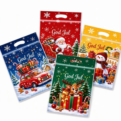 📢📢50 % RABATT !! ⏰50-pack julgodispåsar, stående dragkedjepåsar med tecknade motiv för förpackning av snöflingeskorpor, kakor och bakade livsmedel