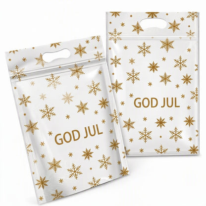 📢📢50 % RABATT !! ⏰50-pack julgodispåsar, stående dragkedjepåsar med tecknade motiv för förpackning av snöflingeskorpor, kakor och bakade livsmedel