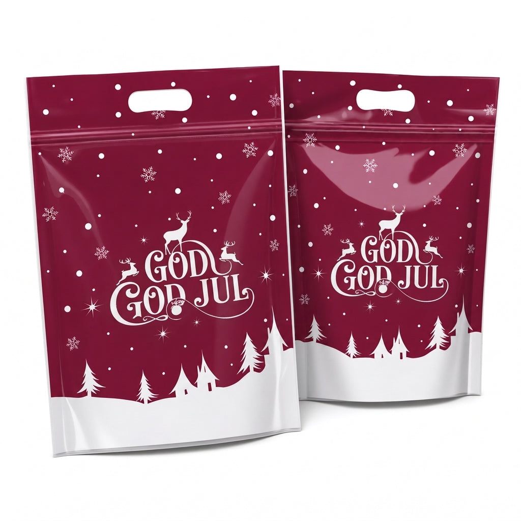 📢📢50 % RABATT !! ⏰50-pack julgodispåsar, stående dragkedjepåsar med tecknade motiv för förpackning av snöflingeskorpor, kakor och bakade livsmedel