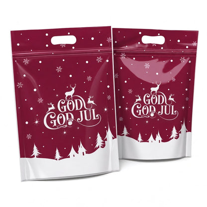 📢📢50 % RABATT !! ⏰50-pack julgodispåsar, stående dragkedjepåsar med tecknade motiv för förpackning av snöflingeskorpor, kakor och bakade livsmedel