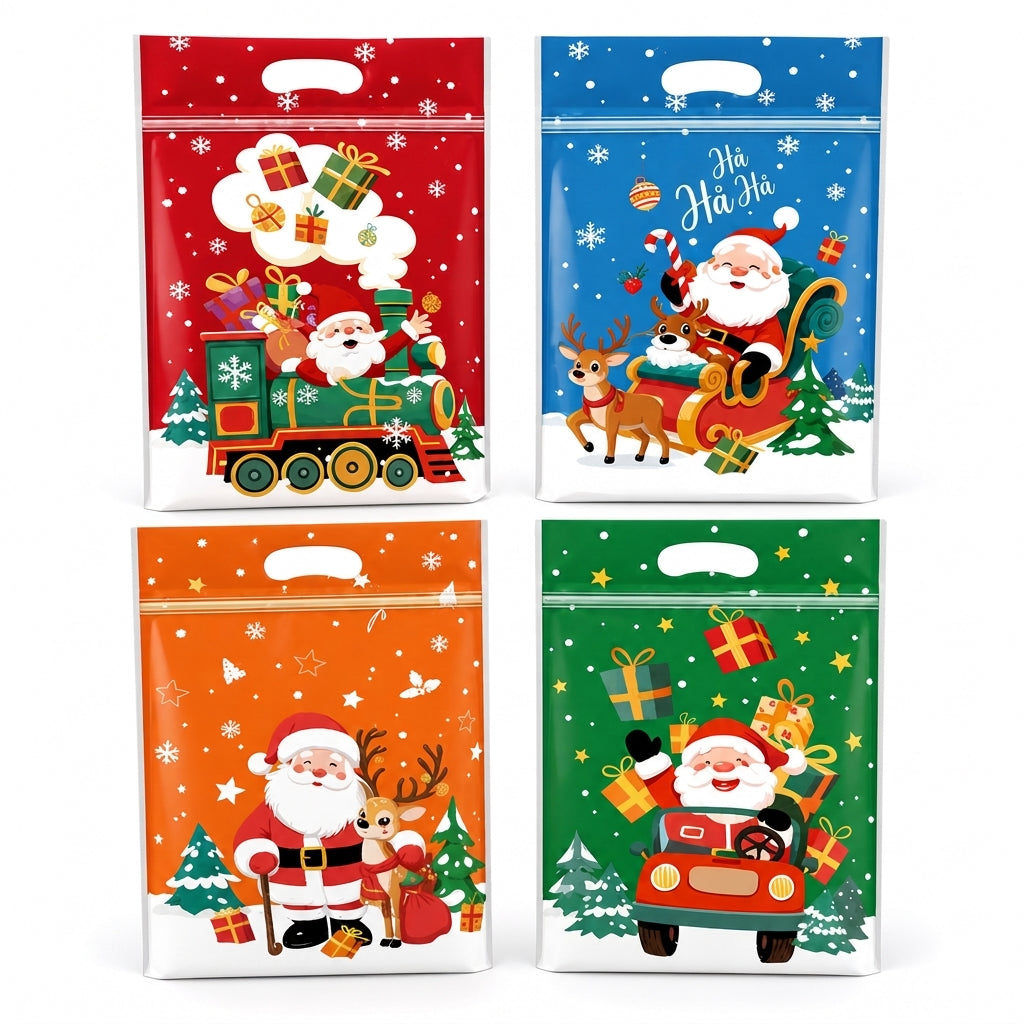 📢📢50 % RABATT !! ⏰50-pack julgodispåsar, stående dragkedjepåsar med tecknade motiv för förpackning av snöflingeskorpor, kakor och bakade livsmedel