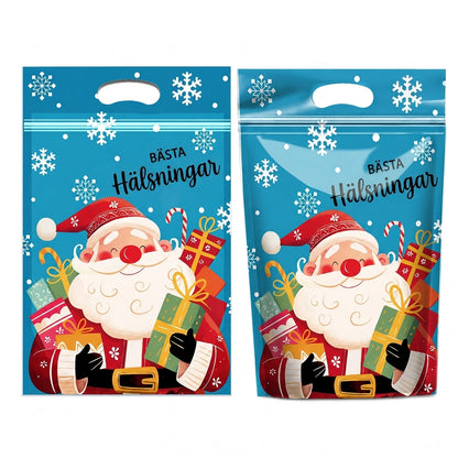 📢📢50 % RABATT !! ⏰50-pack julgodispåsar, stående dragkedjepåsar med tecknade motiv för förpackning av snöflingeskorpor, kakor och bakade livsmedel