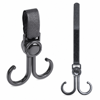360° Roterbara dubbelkrokar för barnvagn (2-pack) – Multifunktionella väskkrokar
