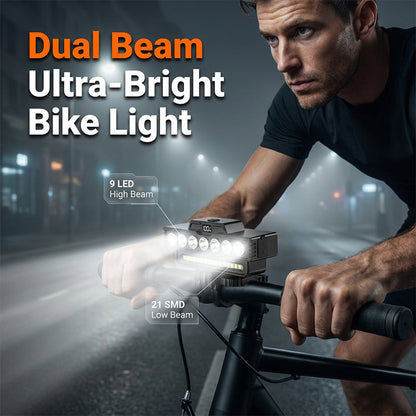 🚴 Cykellampa med dubbla ljusbilder, 30 LED och batteridisplay