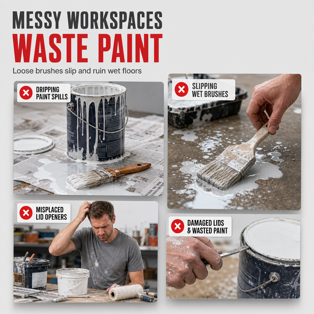 📢📢Köp 1 få 1 gratis！！ ⏰Dubbelsidigt Magnetiskt Penselklipp med Universell Klamhällare, Plastverktyg för Målarpenslar
