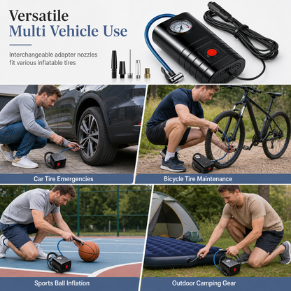 Bärbar Elektrisk Däckpump & Luftkompressor – Sladdlös Handhållen Pump för Bil, Cykel & Elfordon