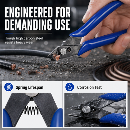 📢📢50% OFF !! ⏰ Precision Diagonal Pliers: Flush Cut, Spring-Loaded, Blackened Steel, Non-Slip Grip