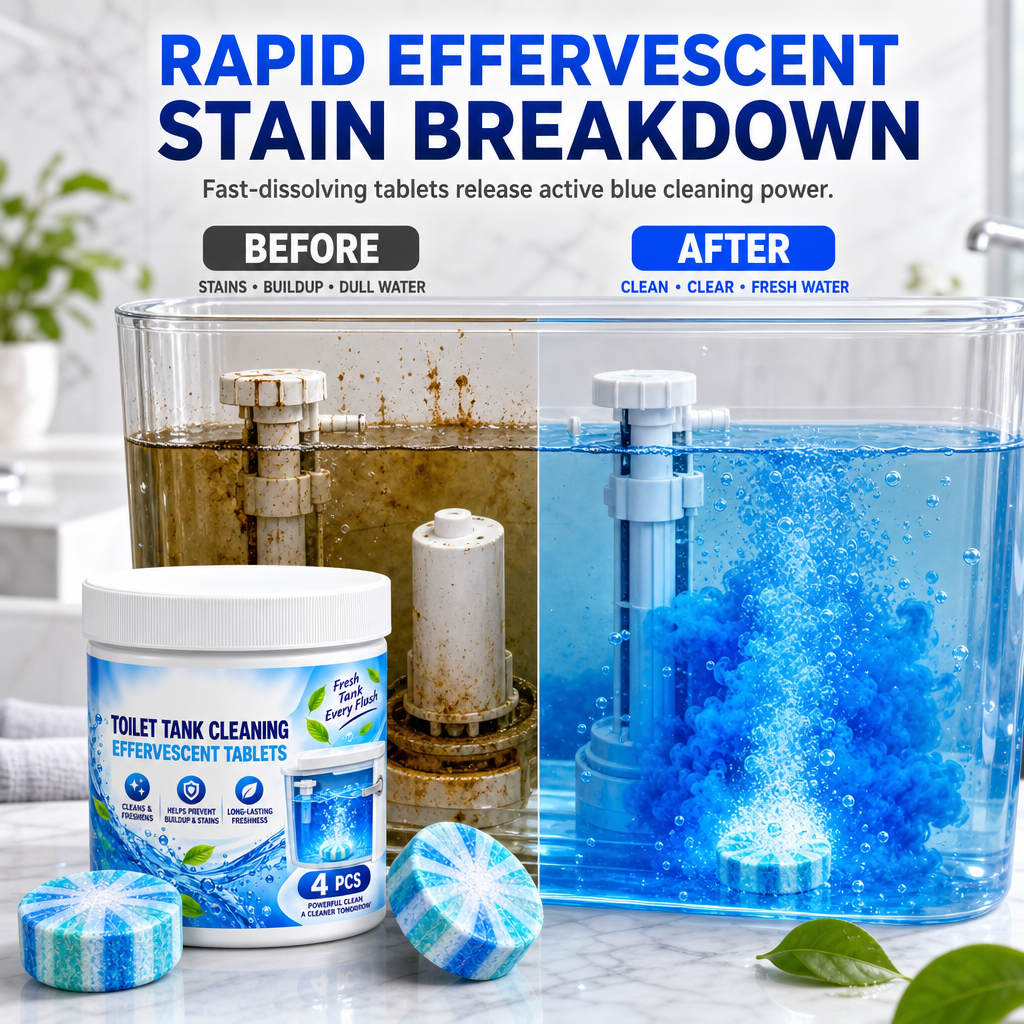 🚽✨ 50% RABATT NU! Sprudlande rengöringstabletter för toalettstol och cistern – snabbverkande, djuprengörande & tar bort fläckar och lukt – perfekt för automatisk rengöring 🚽