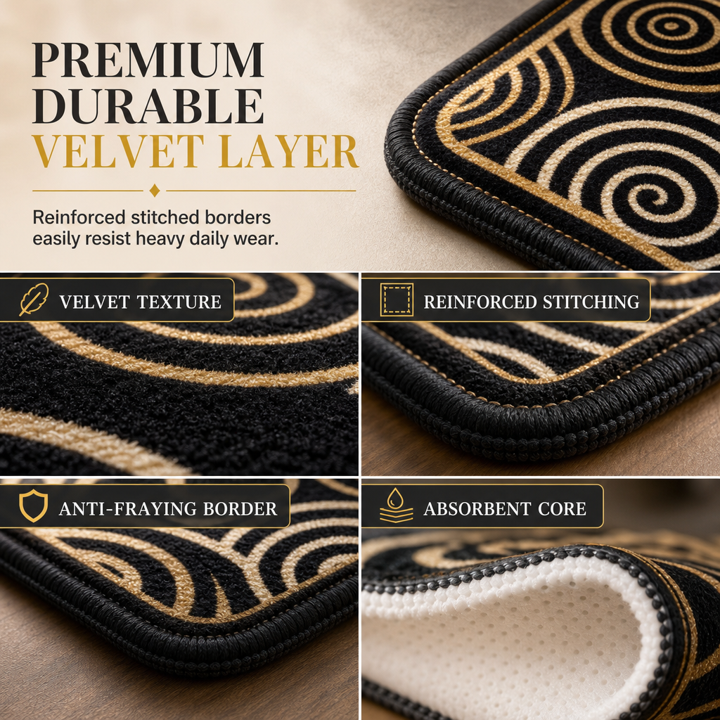 🏠 50 % RABATT! 🧶 Geometrisk Köksmatta i Flanell – Vatten- & Oljeabsorberande Halkfri Golvmatta ✨