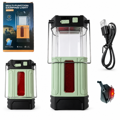 Portabel campinglampa med solcell och handvev, utdragbar nödbelysning för utomhusbruk