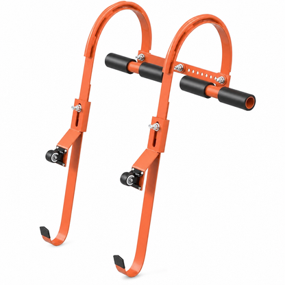 Taknockskrokar med stabiliseringsstång för raka stegar