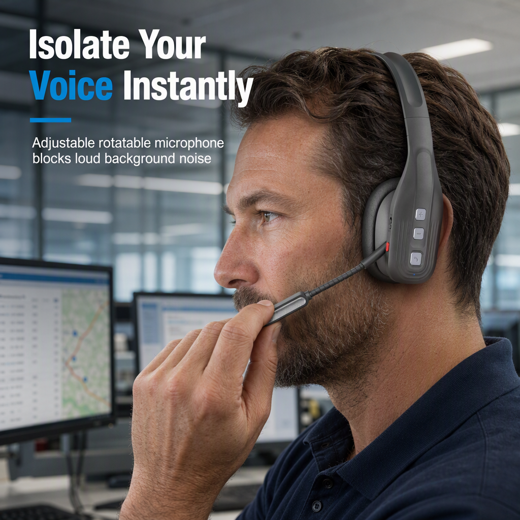 🚚 Bluetooth-headset för lastbilschaufförer: ENC-brusreducering, flexibel bommikrofon, 78 h speltid, lätt