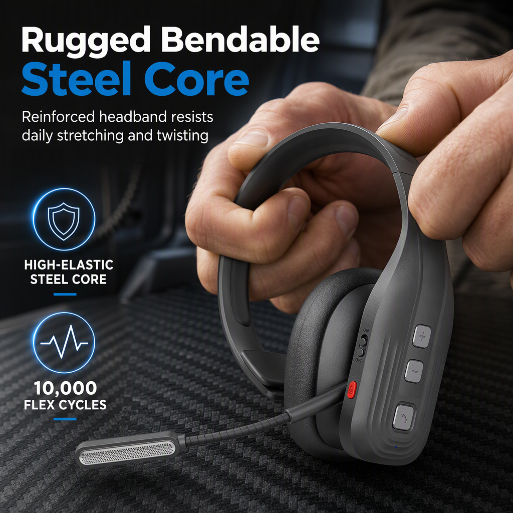 🚚 Bluetooth-headset för lastbilschaufförer: ENC-brusreducering, flexibel bommikrofon, 78 h speltid, lätt
