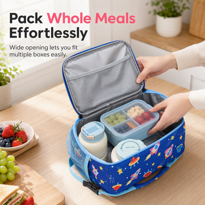 Isolerad lunchväska för barn med tecknat motiv – Stor kapacitet