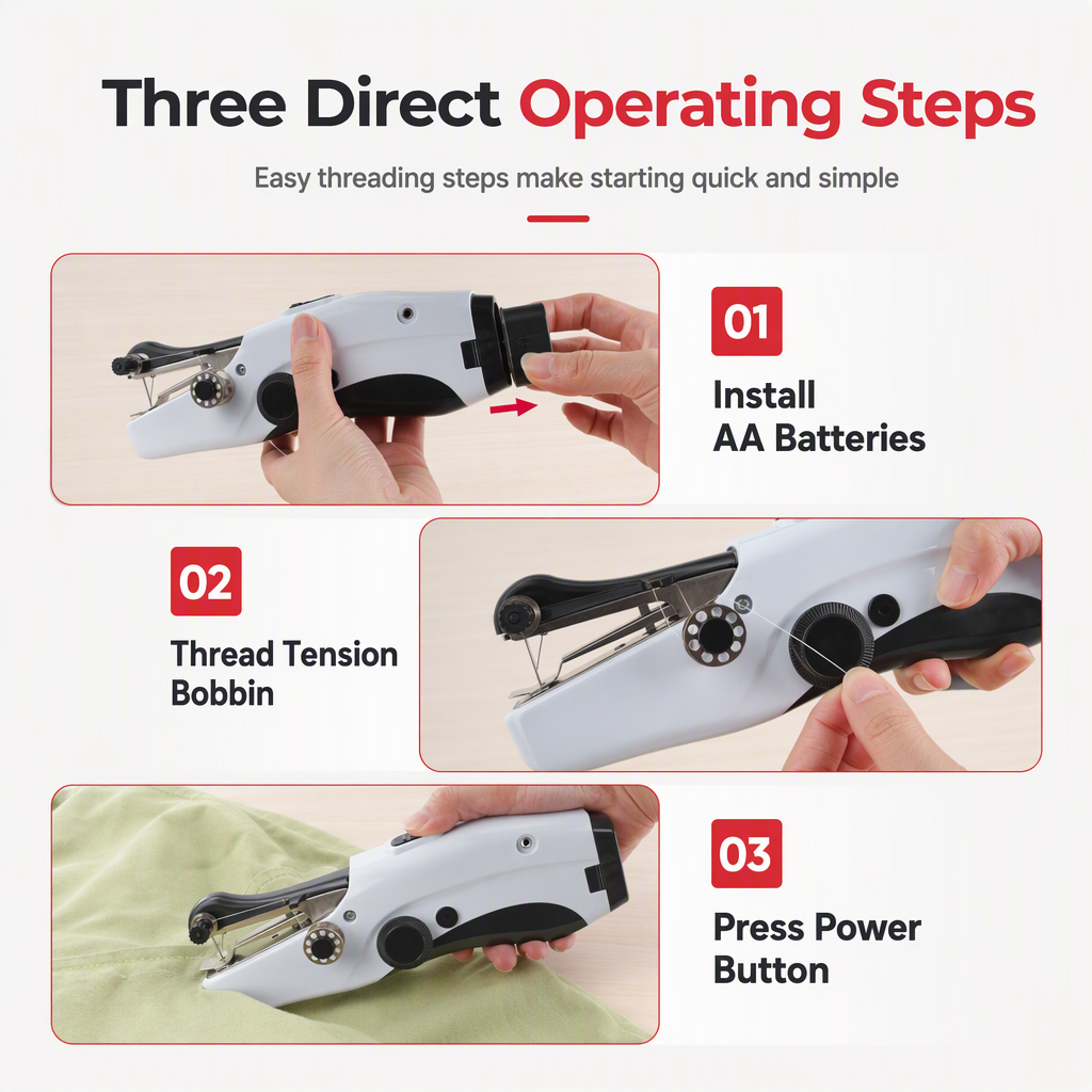 Bärbar elektrisk minisymaskin för tjockare tyger