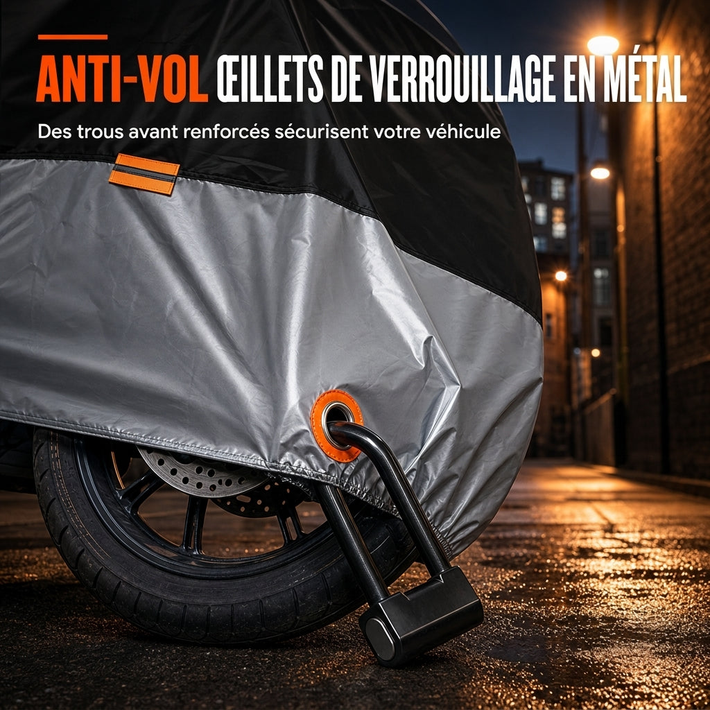 🏍️ Motorcykelöverdrag med öppningar för lås – Oxford-tyg, fästspänne och reflekterande detaljer, storlekar M till 4XL för skydd mot regn, damm och sol ✨