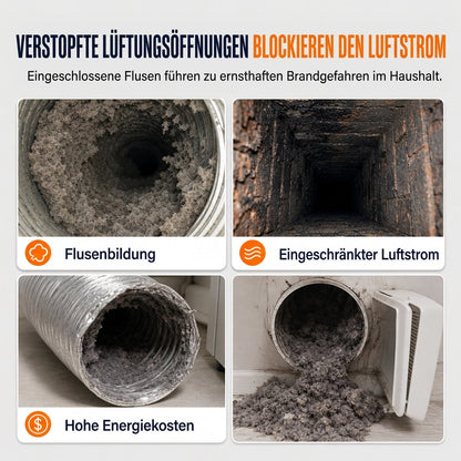 Roterande rengöringsborstset för skorsten och torktumlarrör med flexibla stänger och borsthuvud i nylon för rengöring av värmepannor och rör