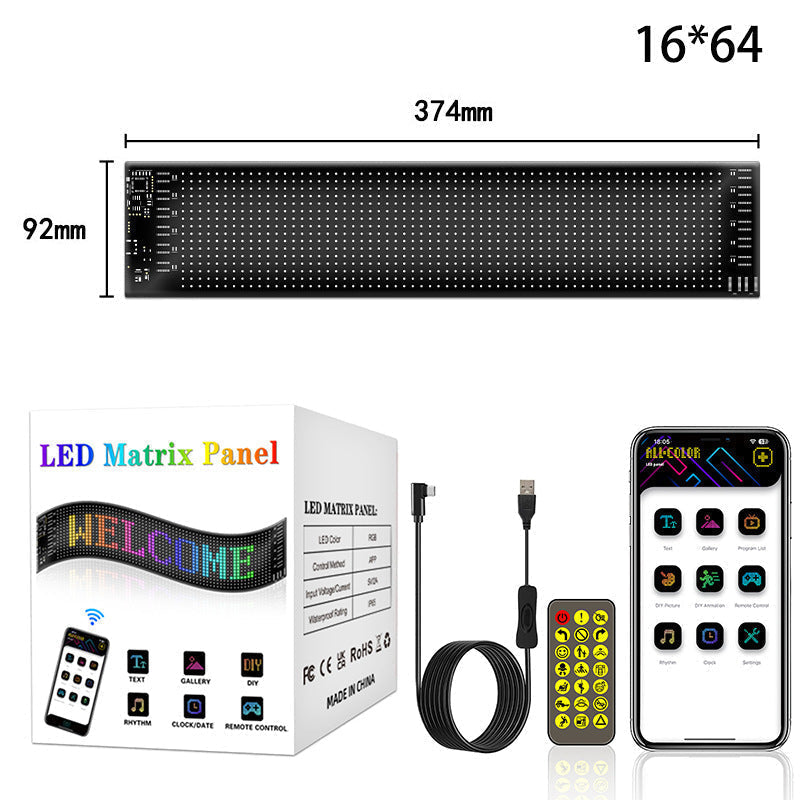 ✨📱 Flexibel multifunktionell LED-display med rullande text och programmerbara animationer – App-kontroll för skyltfönster, bilar och evenemang