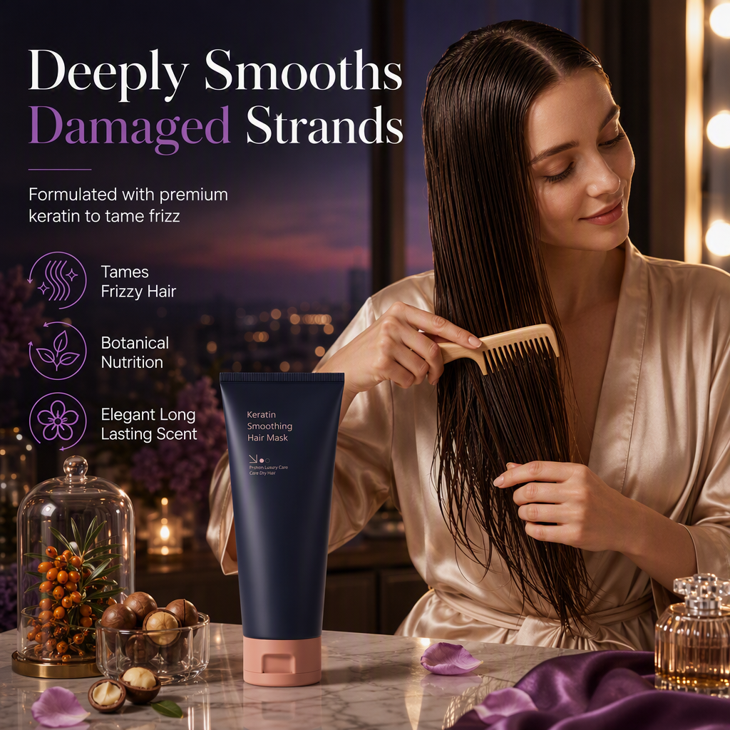 Keratinutjämnande Hårmask 320 ml – Närande och reparerande behandling för torrt, frissigt och skadat hår