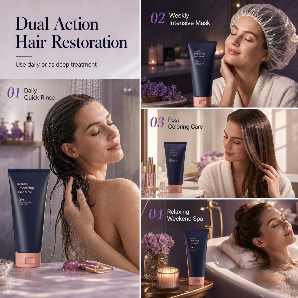 Keratinutjämnande Hårmask 320 ml – Närande och reparerande behandling för torrt, frissigt och skadat hår