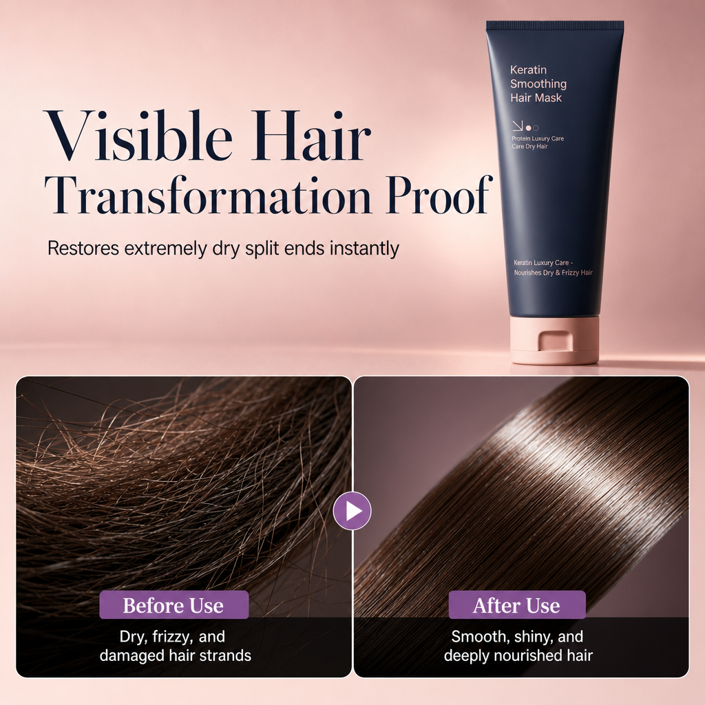 Keratinutjämnande Hårmask 320 ml – Närande och reparerande behandling för torrt, frissigt och skadat hår