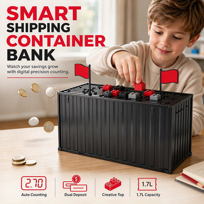 Digital spargris formad som container – Sparbössa med automatisk mynträkning