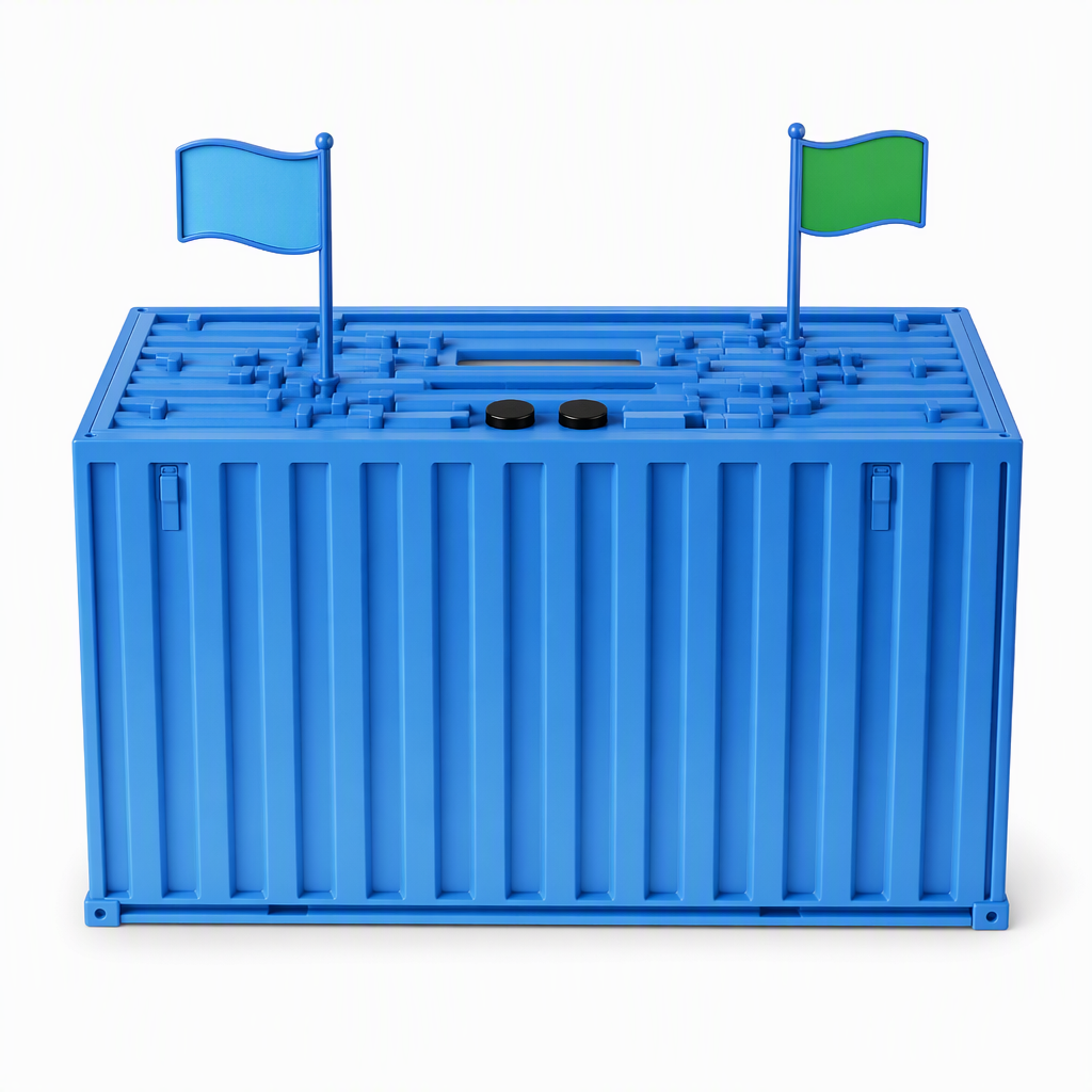 Digital spargris formad som container – Sparbössa med automatisk mynträkning