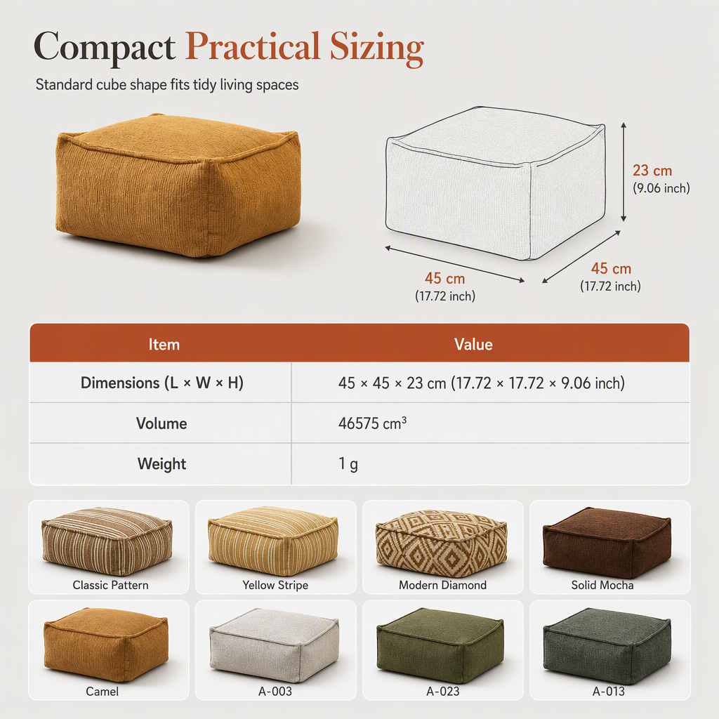 🛋️ 50% RABATT! ✨ Förvaringspuff & Sittpallfodral (45x45x23 cm) – Fyll med kläder, klarar 100 kg