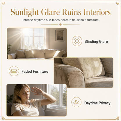 🪟 50% RABATT! ✨ Geometrisk jacquard-gardin i skir voile – Ljusfiltrerande, elegant & slitstark 🕊️
