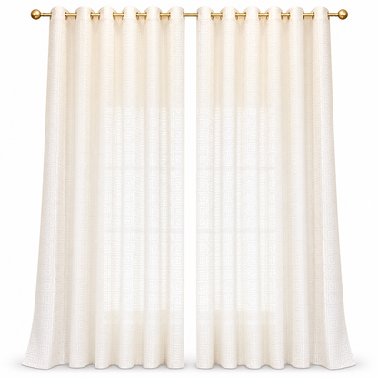 🪟 50% RABATT! ✨ Geometrisk jacquard-gardin i skir voile – Ljusfiltrerande, elegant & slitstark 🕊️
