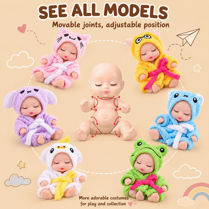 🧸 Mini babydockor | 6 söta stilar