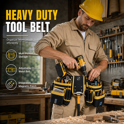 👷 50% RABATT! 🛠️ Justerbart verktygsbälte med flera fickor – Händerna fria ✨