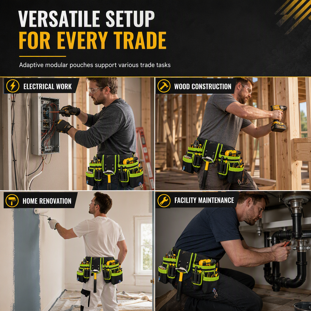 👷 50% RABATT! 🛠️ Justerbart verktygsbälte med flera fickor – Händerna fria ✨