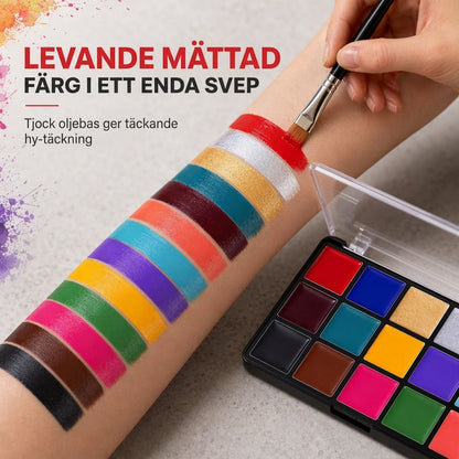 🎭50 % RABATT🖌️Fetbaserad ansikts- och kroppsfärgpalett i 15 färger, smink för halloween och maskerader🎨
