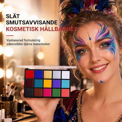 🎭50 % RABATT🖌️Fetbaserad ansikts- och kroppsfärgpalett i 15 färger, smink för halloween och maskerader🎨