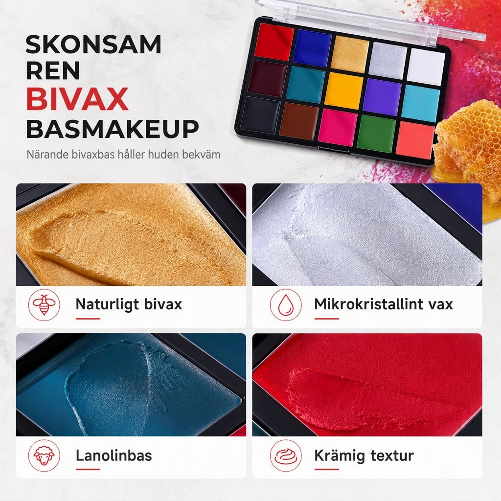 🎭50 % RABATT🖌️Fetbaserad ansikts- och kroppsfärgpalett i 15 färger, smink för halloween och maskerader🎨