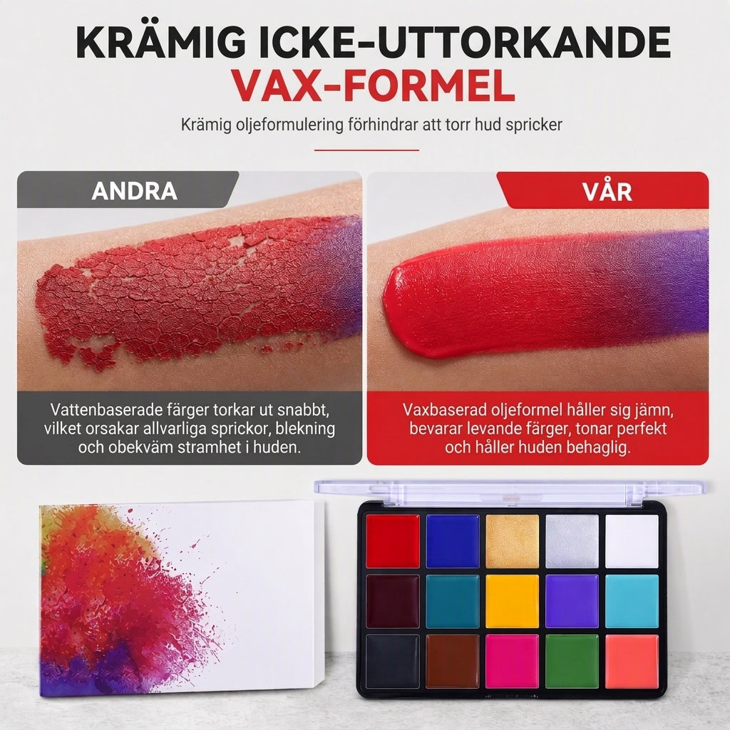 🎭50 % RABATT🖌️Fetbaserad ansikts- och kroppsfärgpalett i 15 färger, smink för halloween och maskerader🎨
