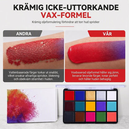 🎭50 % RABATT🖌️Fetbaserad ansikts- och kroppsfärgpalett i 15 färger, smink för halloween och maskerader🎨