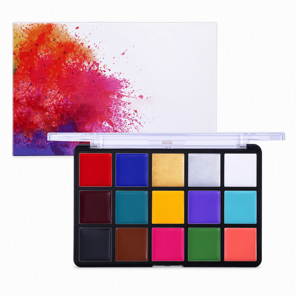 🎭50 % RABATT🖌️Fetbaserad ansikts- och kroppsfärgpalett i 15 färger, smink för halloween och maskerader🎨