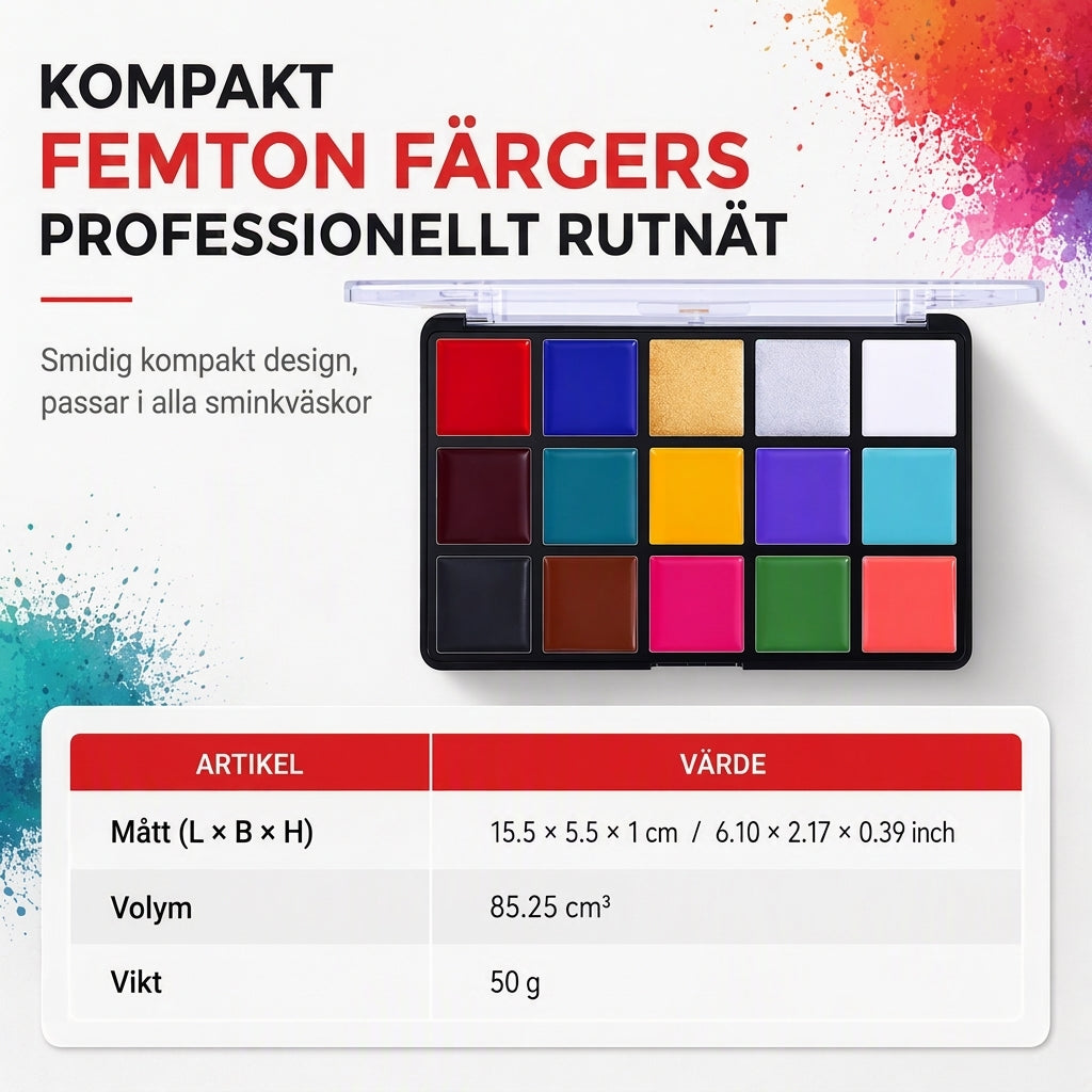 🎭50 % RABATT🖌️Fetbaserad ansikts- och kroppsfärgpalett i 15 färger, smink för halloween och maskerader🎨